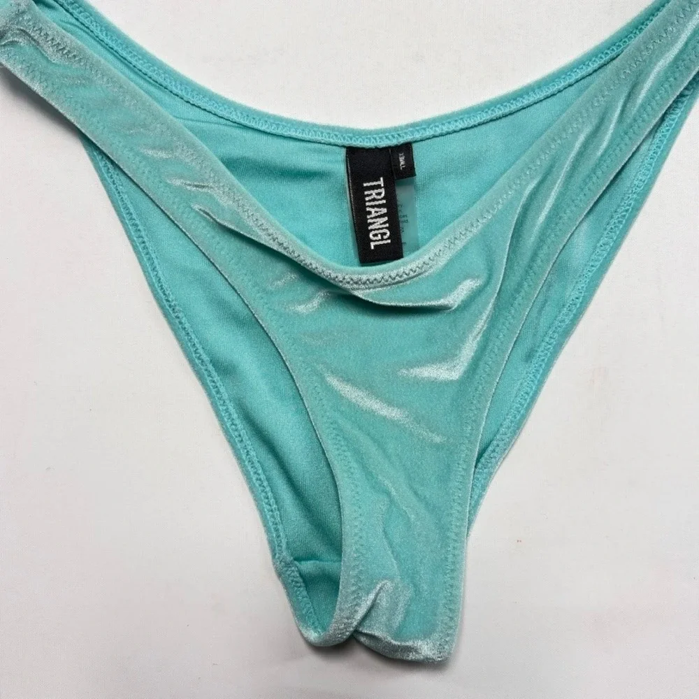 Triangl Velvet Bikini Bottoms XS Aqua Teal Swim Bottoms Top